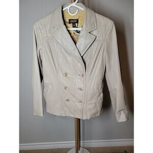 Danier Leather Blazer Jacket Double Breasted Women's XS Cream